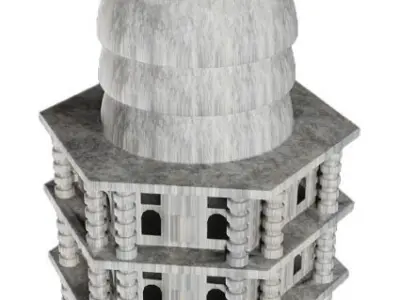 Classic Stone Building Low-poly 3D model