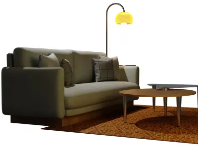 3-Seater Lounge Sofa Low-poly 3D model