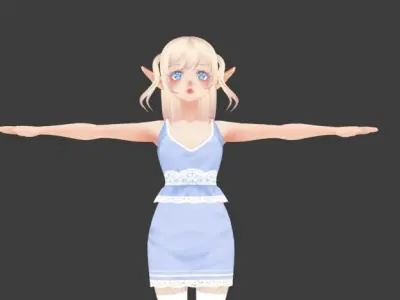 2 Cute Anime girls characters collection g3 Low-poly 3D model