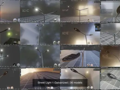 Street Light 1 Galvanized 3D Model Pack