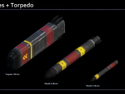 Spaceship von Hoeppner Destroyers Low-poly 3D model