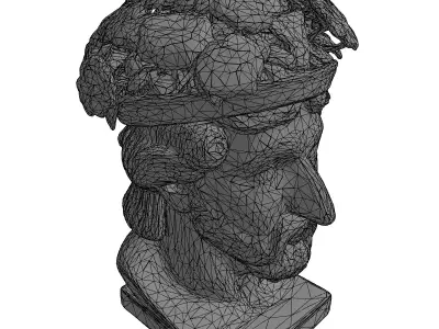 Classical Bust Planter with Flowers Low-poly 3D model