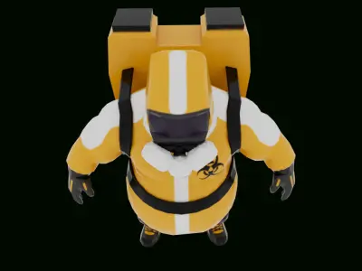Lowpoly hazmat man with rigging Low-poly 3D model