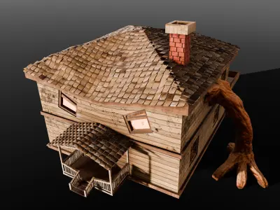 Wooden Monster House Low-poly 3D model