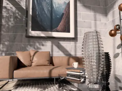 Modern Loft Living room interior 3D Model  Low-poly 3D model