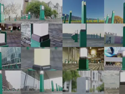 Street Light 8 Bollard All Versions 3D Model Pack