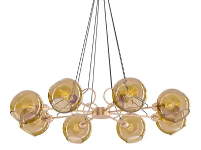 AMBER brass chandelier with glass shades 3D model