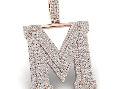 Alphabet Latter M Diamond Pendent 3D print model