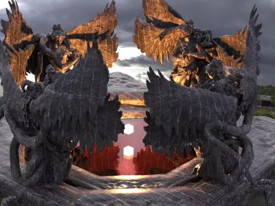 Blood Stone Floor design Statues 3D model