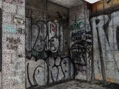 Street Corner House Entrance with Graffiti 3D model