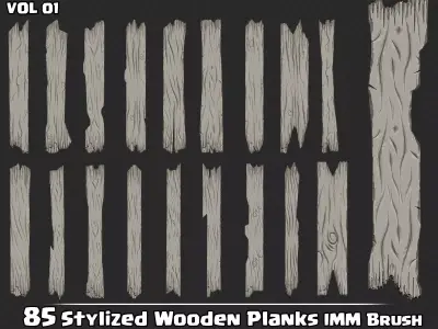 85 Stylized Wooden Planks IMM Brush VOL01 3D model