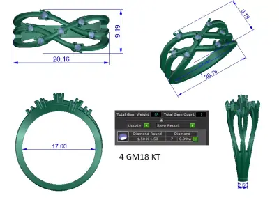 Women Ring  Render 3dm STL OBJ FBX Details 3D print model 348