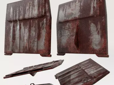 Heavily-rusted Metal Square door Low-poly 3D model