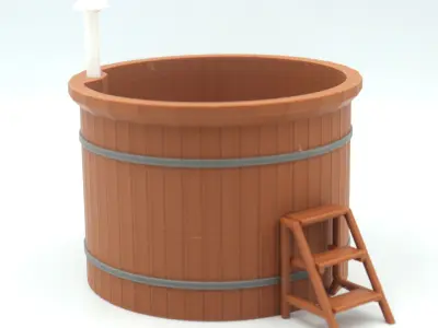 miniature Wooden outdoor hot tub multi-color print  3D print model