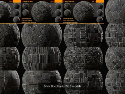 BRICK PBR 2K TEXTURE PACK VOL 1 TO 9 Texture