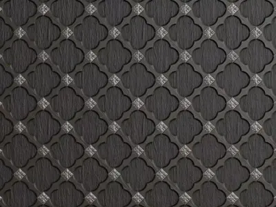 Ornate Gothic Dark Wood Silver PBR Seamless Texture