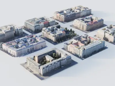 urban building blocks in berlin germany -  Set of 9 3d scanned  3D model