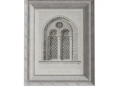 Classic muslim islamic wood frame window frame drawing 3D model