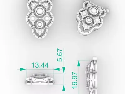 Stunning Floral Diamond Pendant Necklace 3D print model