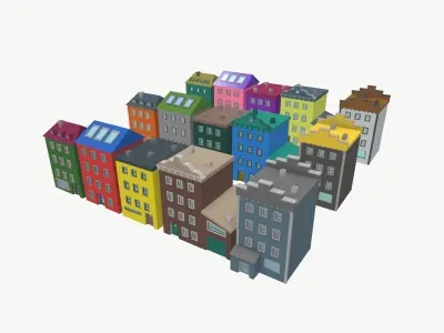 LowPoly Houses Pack03 Low-poly 3D model