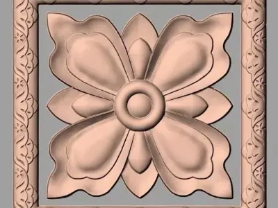 Door flower 3D relief STL Model for CNC woodworking carving E328 3D model