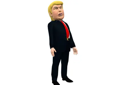 Donald Trump Caricature low poly rigged animated Low-poly 3D model