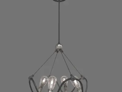 Textured Black with Brushed Nickel Accents Chandelier 3D model