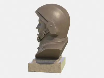 Gagarin bust of man in helmet Low-poly 3D model