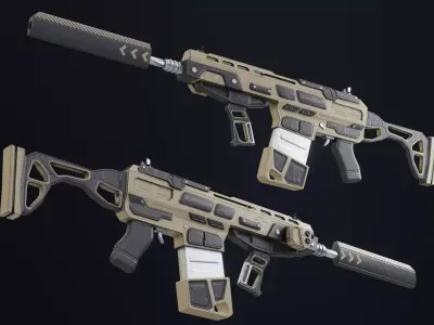 Sci-fi Gun Low-poly 3D model