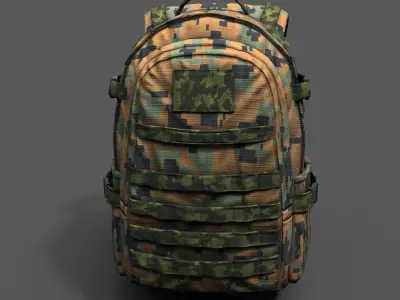 Backpack military soldier armor develop fantasy  Low-poly 3D model