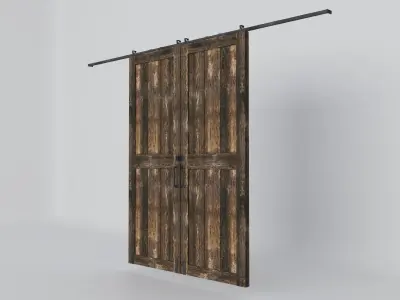 wooden sliding door 3D model