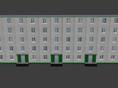 Soviet Building 5 Floors Low-poly 3D model