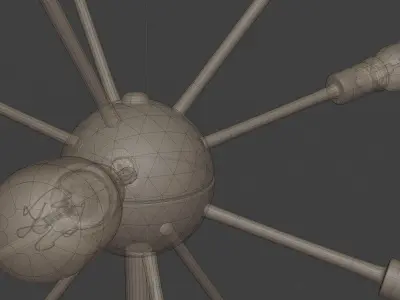 Retro Sputnik Lamp High Poly 3D model