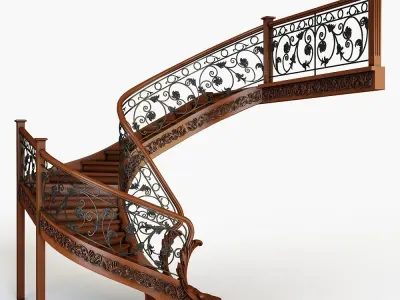 Stairs wrought iron staircase 3D model