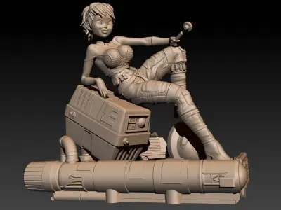Star Wars Pin Up Sexy Rebel Pilot and Gonk Droid 3D print model