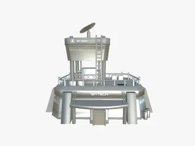 SciFi Facility B08 Metallic - Sci Fi Exterior Design Low-poly 3D model