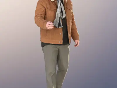 Phil 11317 - Old Man Walking Outdoors Fall Winter Low-poly 3D model