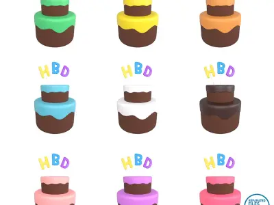 Birthday Cake V1 Pack 01 Low-poly 3D model