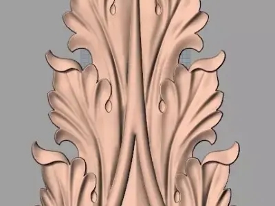 Door Post flower 3D STL Model for CNC Router Carving E973 3D model