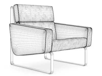 Brown Leather Modern Armchair 3D model