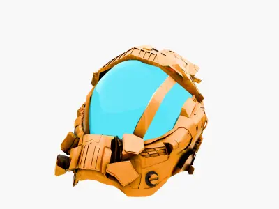 Golden Space Helmet SciFi 3D Model Low-poly 3D model