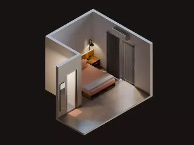Isometric Bedroom 04 3D model