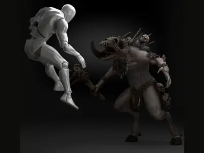 Wendigo Ram Rigged Low-poly 3D model