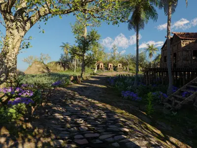 Medieval Farm Scene 3D model