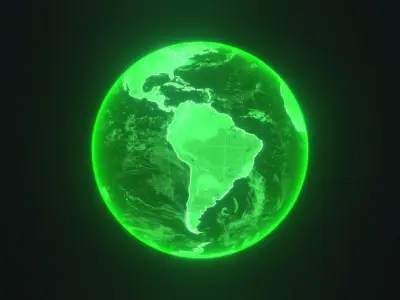 Green Hologram Planet Earth Hologram Sci-Fi 3D Model Low-poly 3D model