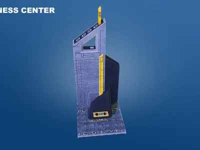 Low Poly Sci-Fi Building 7 - Office - Pixel City 3D Asset Pack Low-poly 3D model