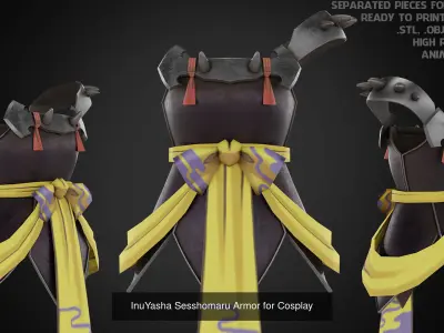 InuYasha Sesshomaru Full Armor with Tokijin Tenseiga for Cosplay 3D Model Pack