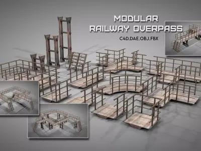 Modular Railway Overpass v4 3D model