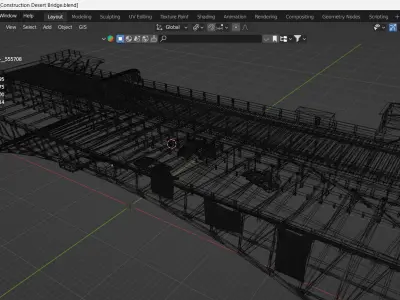 Construction Bridge Low-poly 3D model