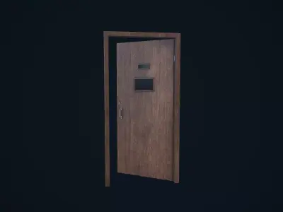 Wooden Door Low-poly 3D model 14